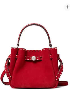 Romy Pick Stitch Suede Bucket Bag