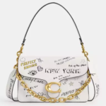 Chain Tabby Shoulder Bag With Sketch Print