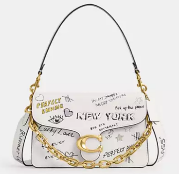 Chain Tabby Shoulder Bag With Sketch Print