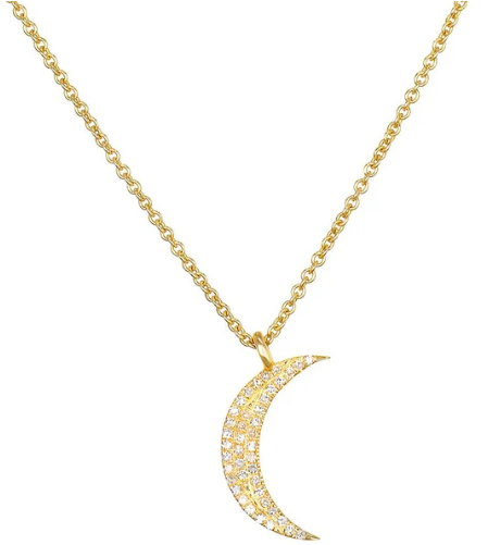 Moon Diamond 14kt Gold Pendant Necklace