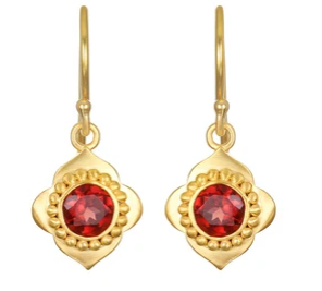 Strong Heart Garnet Drop Earrings