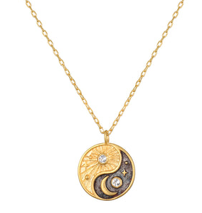 Celestial Balance Yin Yang White Topaz Necklace